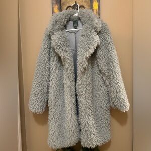 Light gray soft mid length coat